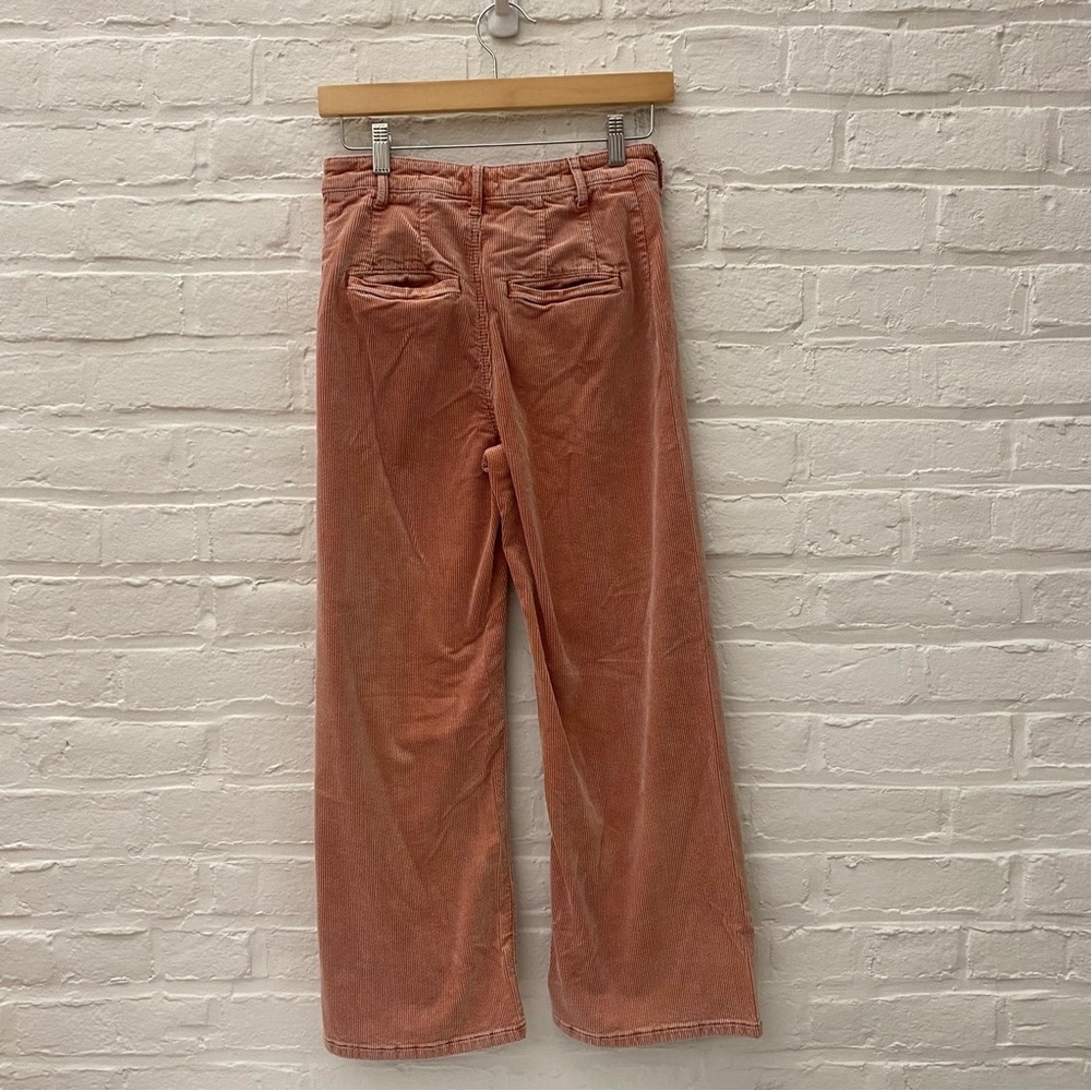 Anthropologie || Pilcro Ultra High-Rise Wide Leg Cropped Corduroy Pants Pink 26 - Picture 4 of 10
